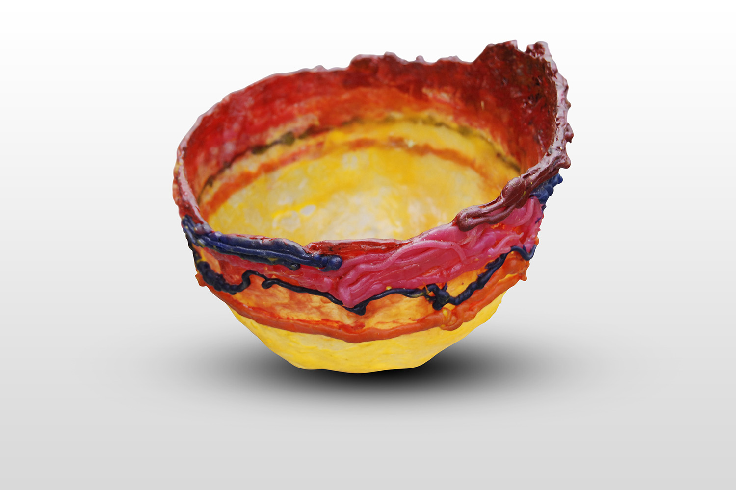 Artwork photographer - Red, yellow, and orange vase by the artist Geneviève Bonnieux.