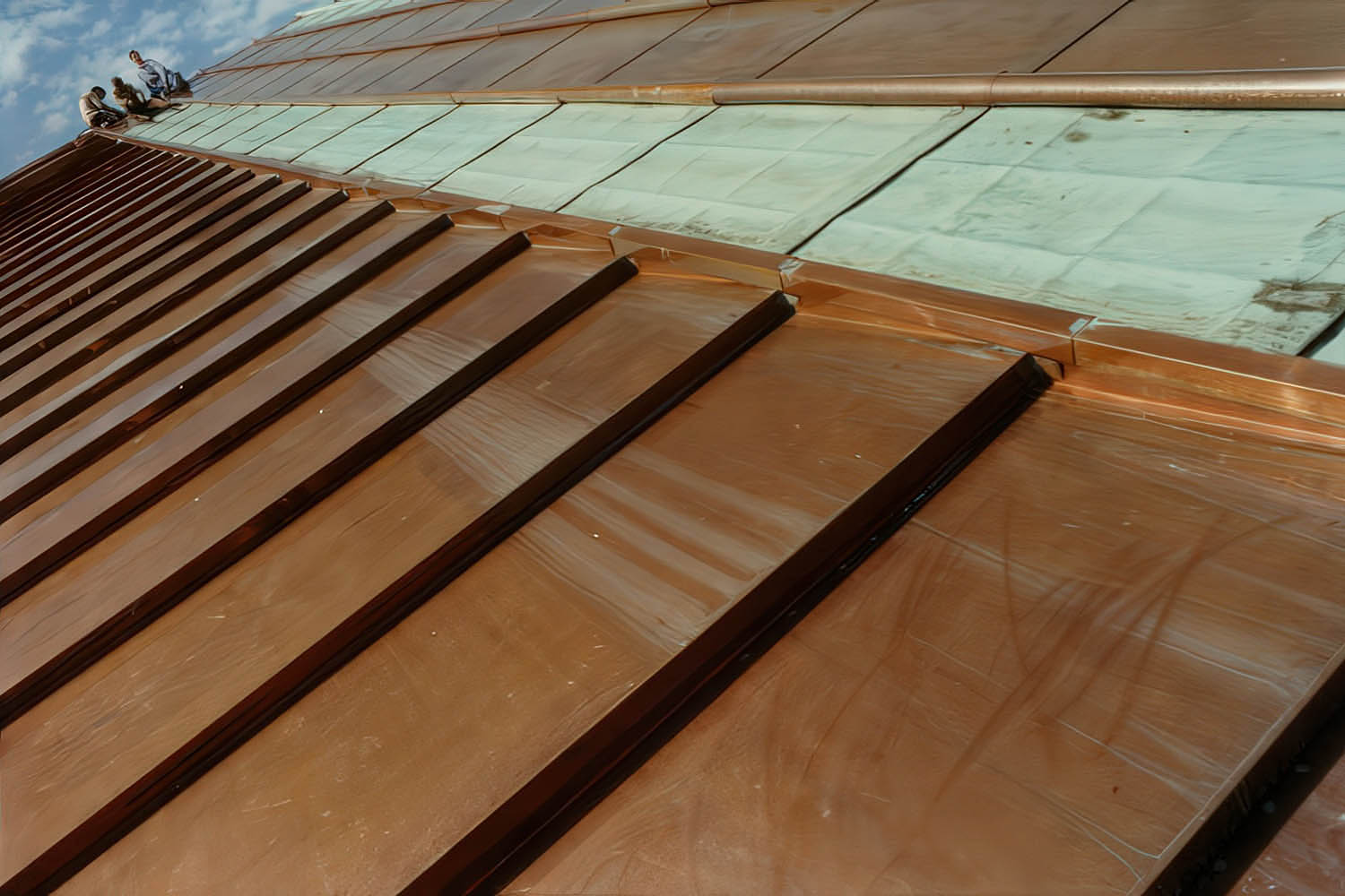 Exterior architectural photography of the rooftops of the Madeleine Church, Paris, France.