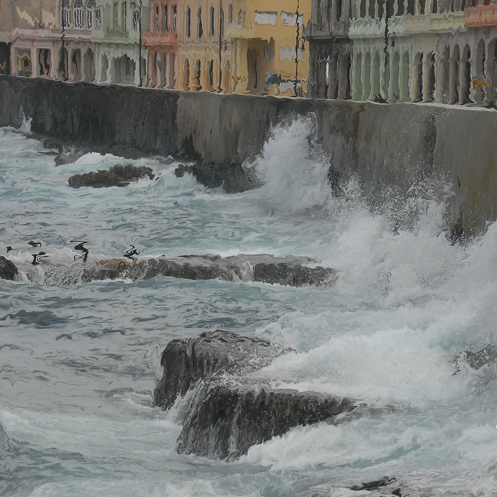 Fine art photography - Digitally manipulated photograph of the sea on the Malecón in Havana, Cuba.