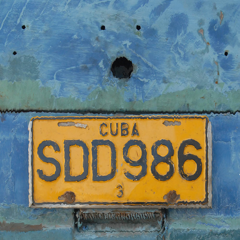 Photographie artistique - Image numérique modifiée de plaque d'immatriculation, Cuba.