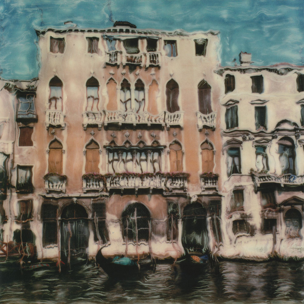 Photographie artistique - Polaroid modifié de façades sur le Grand Canal, Venise, Italie.