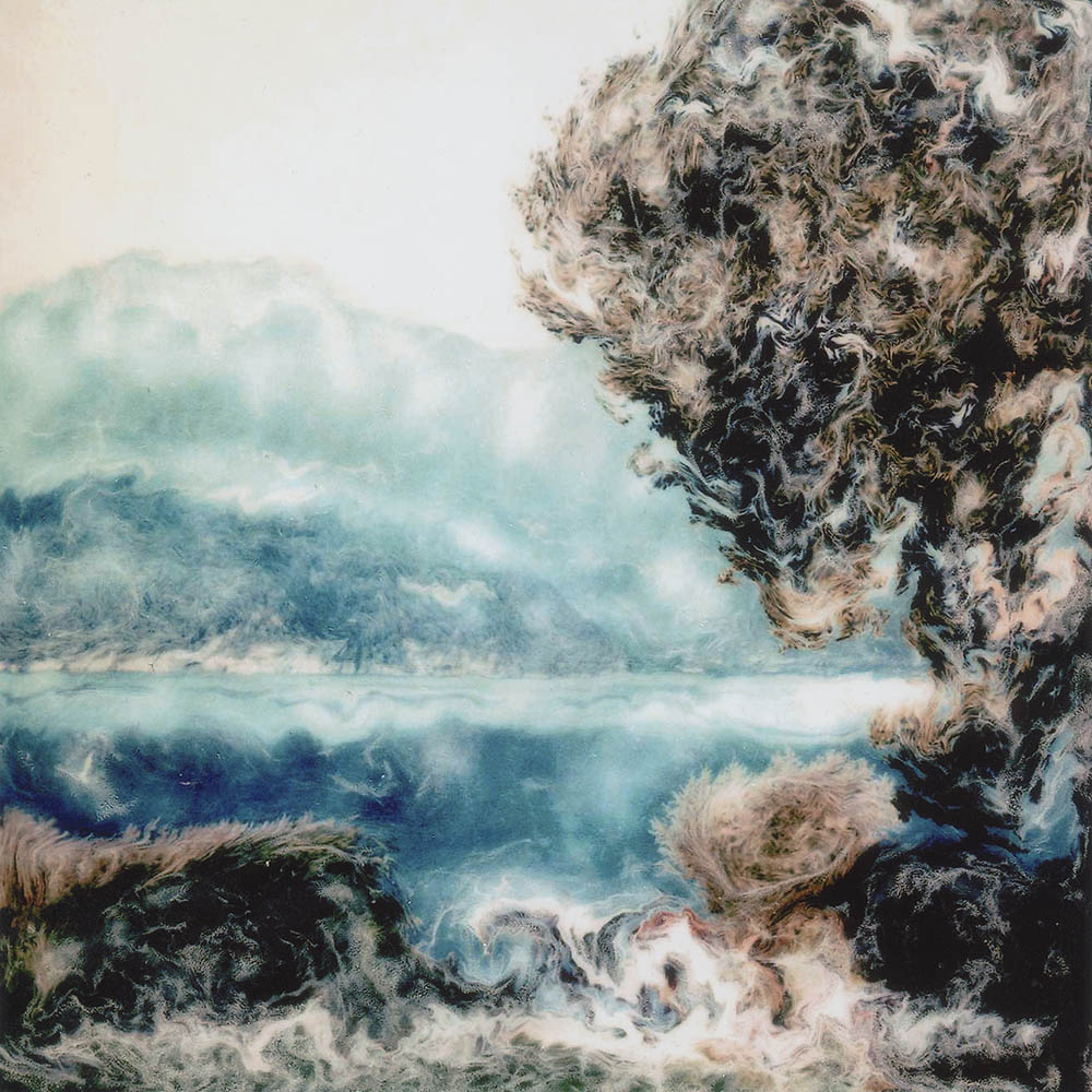 Photographie artistique - Photographie travaillée sur Polaroid d'une vue sur le lac d'Annecy, France.