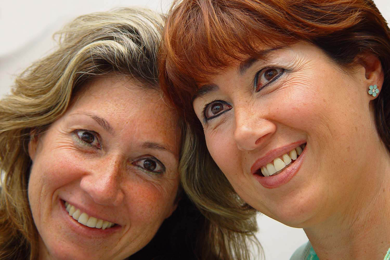 Portrait of two faces, two sisters.