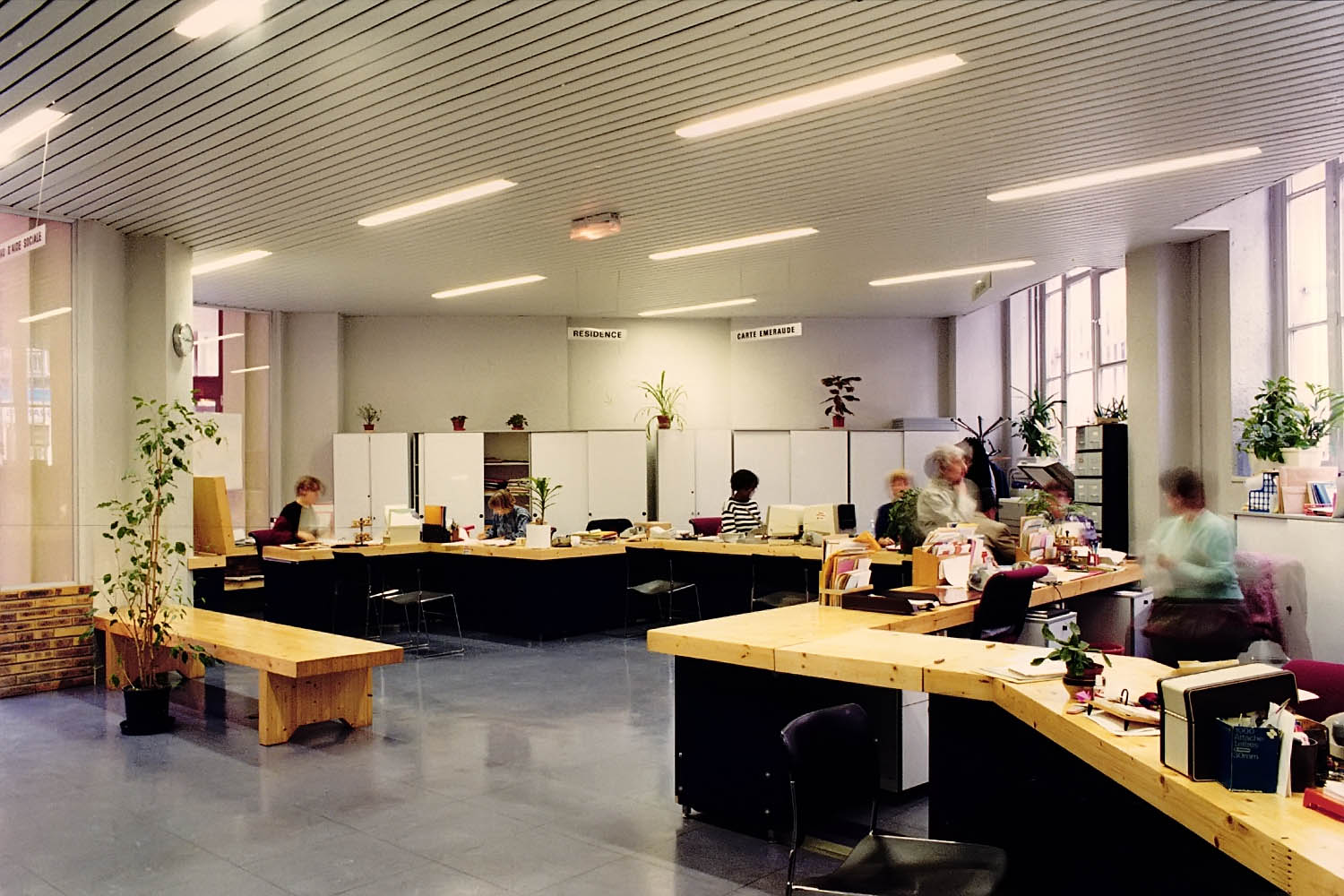 Interior and exterior architectural photography of the multipurpose hall at the 11th arrondissement town hall, Paris, France.